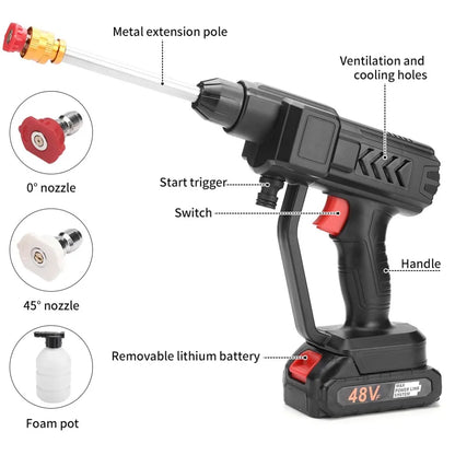 Portable High-Pressure Washer Gun With 48V Lithium Battery (Imported Quality)