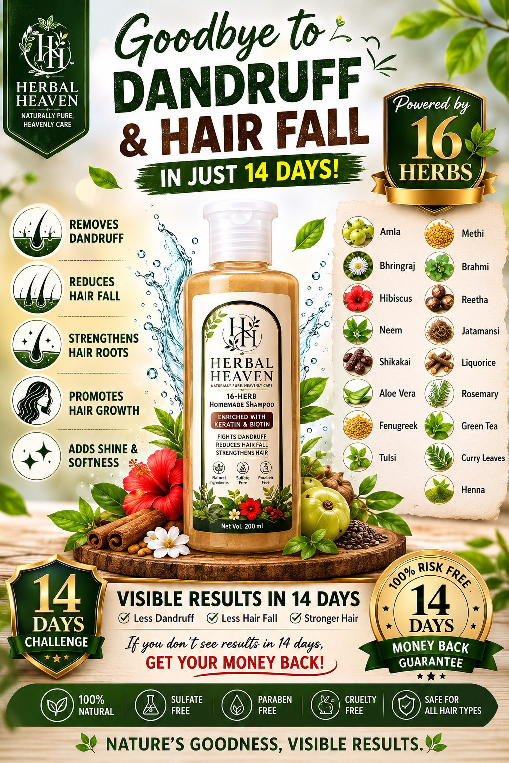 Herbal Heaven 16 Herbs Hair Repair Shampoo (200ML)